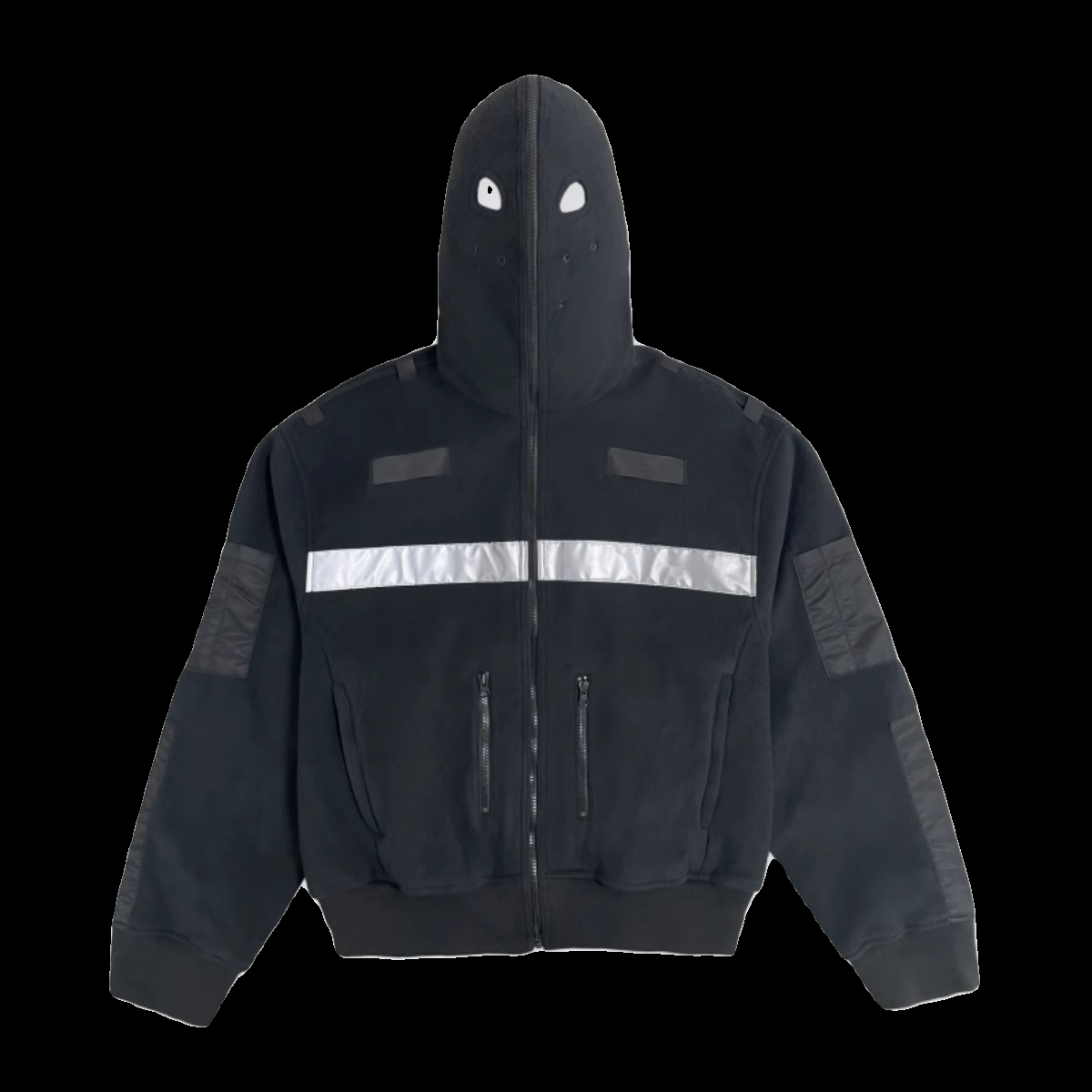 Grailz Project Vintage Masked Fleece Jacket High Street Solid Hoodie Zipper Up Loose Hooded Hoodie