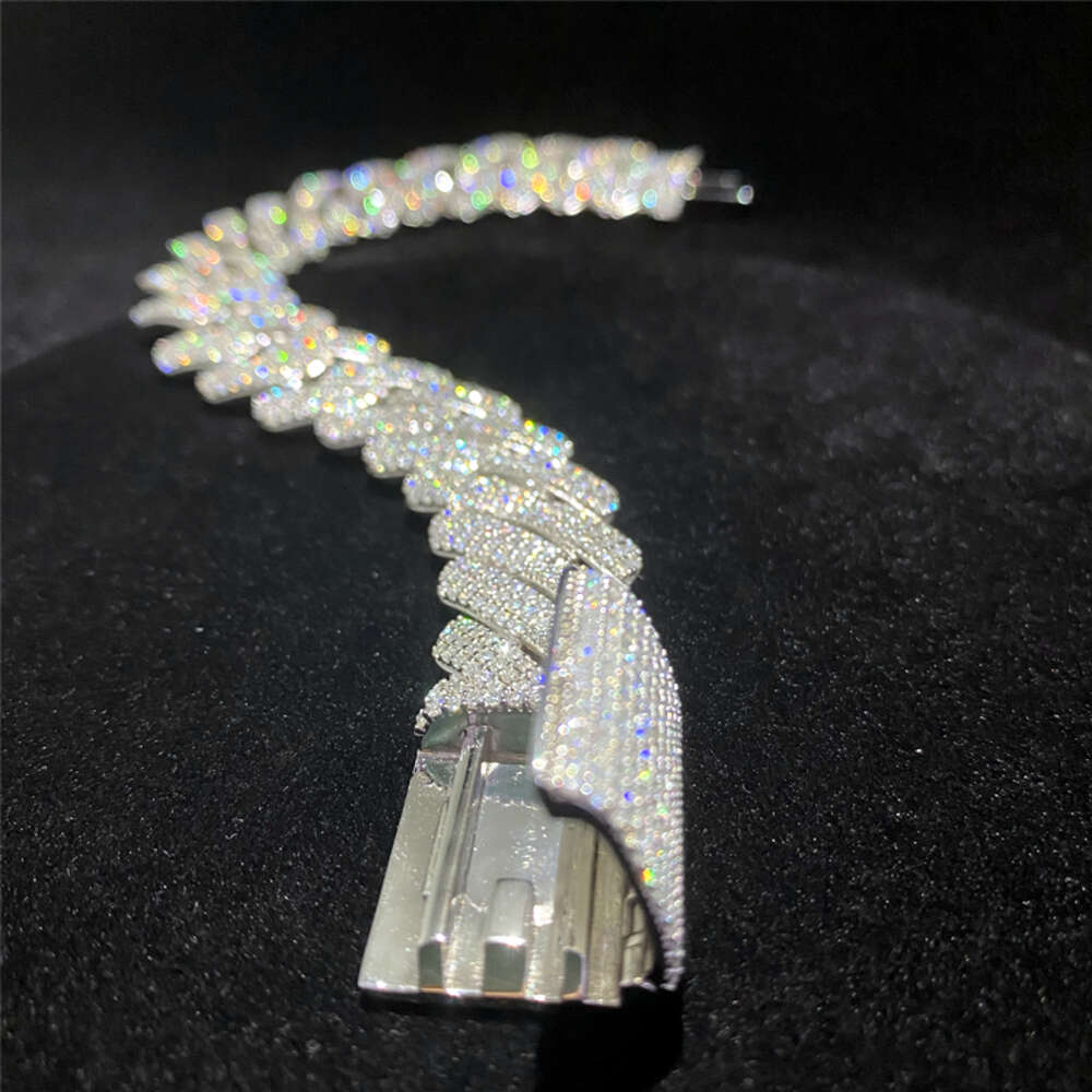 bracelet necklace mossanite Big Guy Heavy Miami Cuban Link Chain Fully Iced Out Moissanite Diamond Cuban Link Bracelet 18mm 3 Rows Thicken Hip Hop Bra