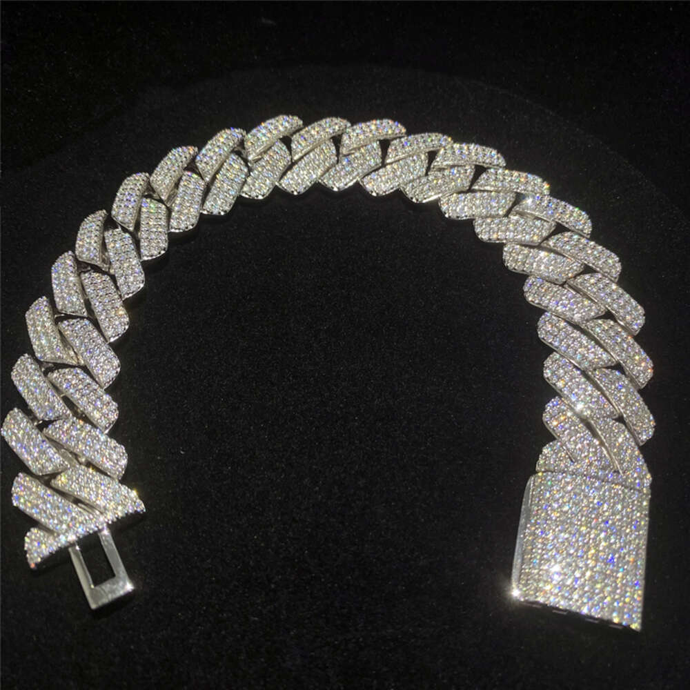 bracelet necklace mossanite Big Guy Heavy Miami Cuban Link Chain Fully Iced Out Moissanite Diamond Cuban Link Bracelet 18mm 3 Rows Thicken Hip Hop Bra