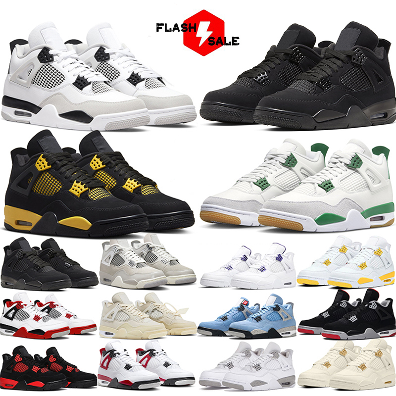 basketball shoes 4s mens womens jumpman 4 Military Black cat Pine Green Yellow Thunder Bred White Oreo mens trainers sports sneakers j4 jordan4s