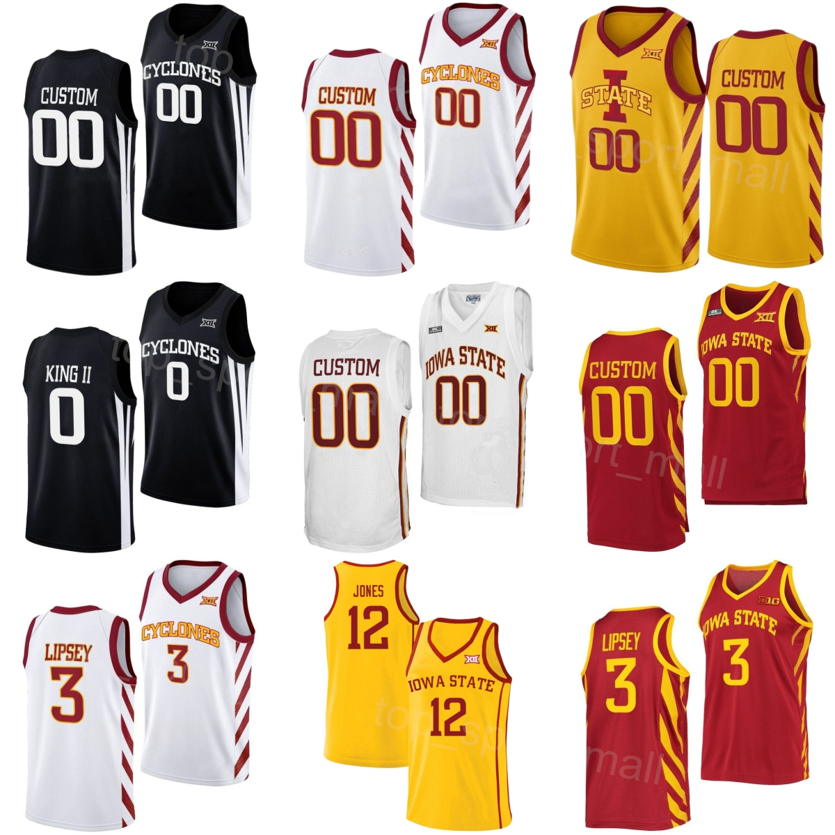 Men Women Kids College Basketball Iowa State Cyclones Jerseys 22 Milan Momcilovic 10 Keshon Gilbert 3 Tamin Lipsey 0 Tre King 12 Robert Jones 5 Curtis Jones Stitched