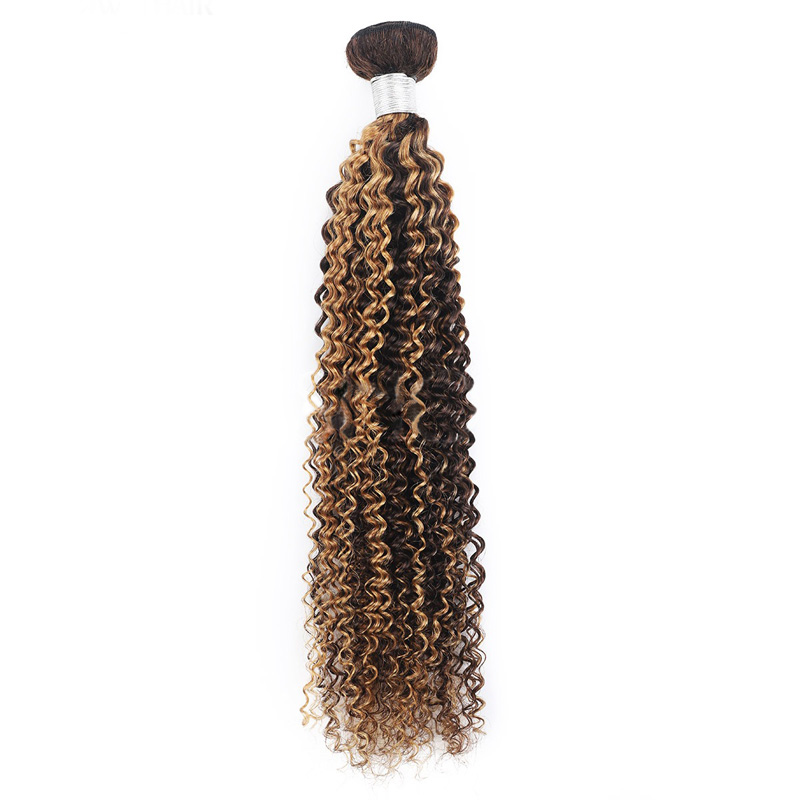 Brazilian Human Hair P4/27 Piano Color Kinky Curly Double Wefts With 4X4 Lace Closure 5 Pcs/lot Yirubeauty