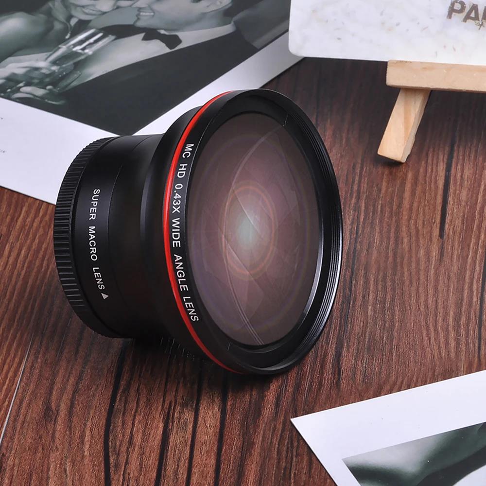 0.43x Professional HD Wide Angle Additional Camera Lens with Macro Portion 49mm 52mm 55mm 58mm For Canon Nikon D7100 D7000 D5600 D5300 D5200 Sony Pent