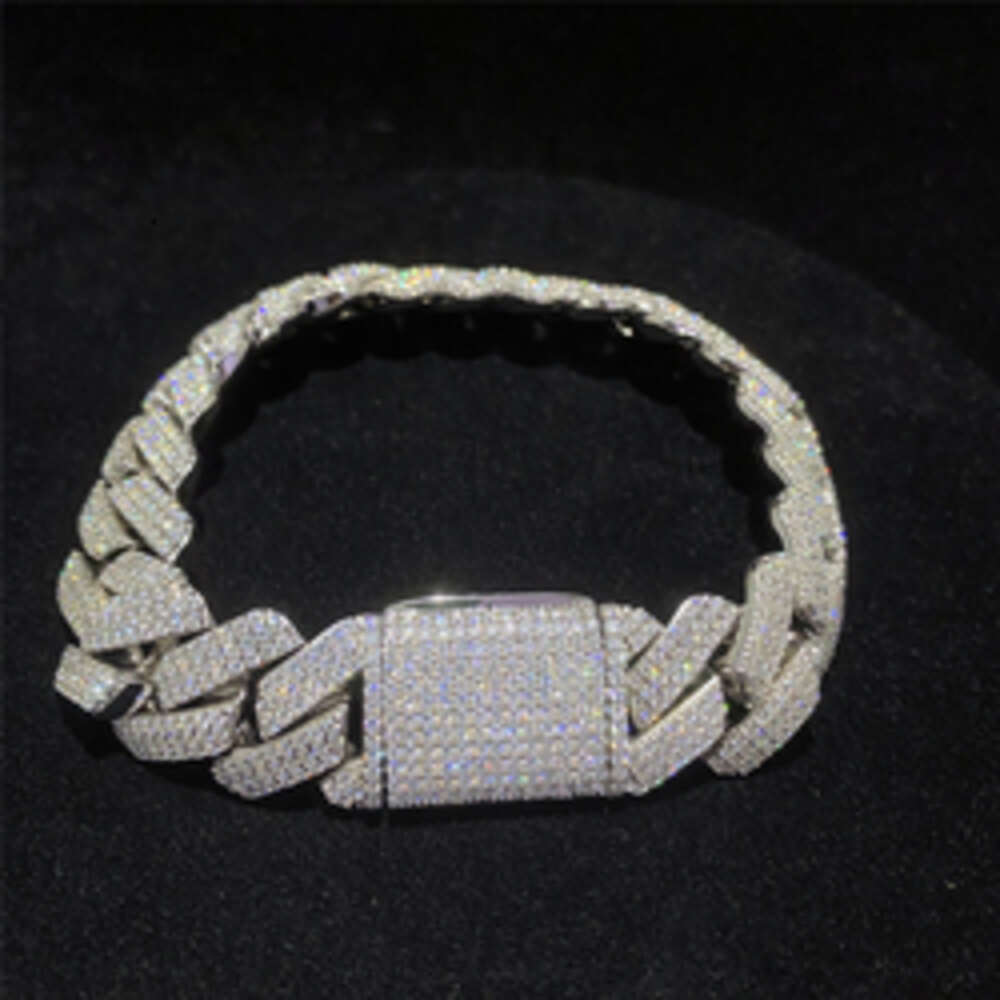 bracelet necklace mossanite Big Guy Heavy Miami Cuban Link Chain Fully Iced Out Moissanite Diamond Cuban Link Bracelet 18mm 3 Rows Thicken Hip Hop Bra