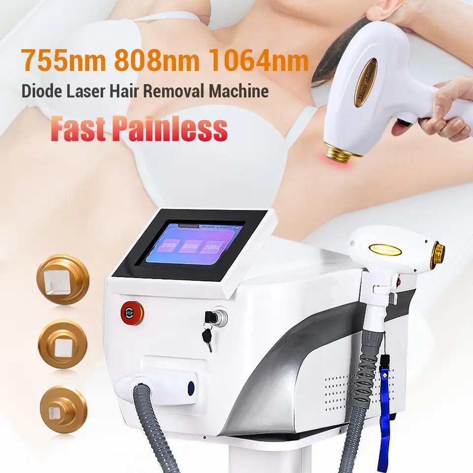 Diode Laser HIGH quality 3 Wavelengths 755 808 1064nm desktop Hair Removal Machine Skin rejuvenation Professional Painless Hair Remove Beauty