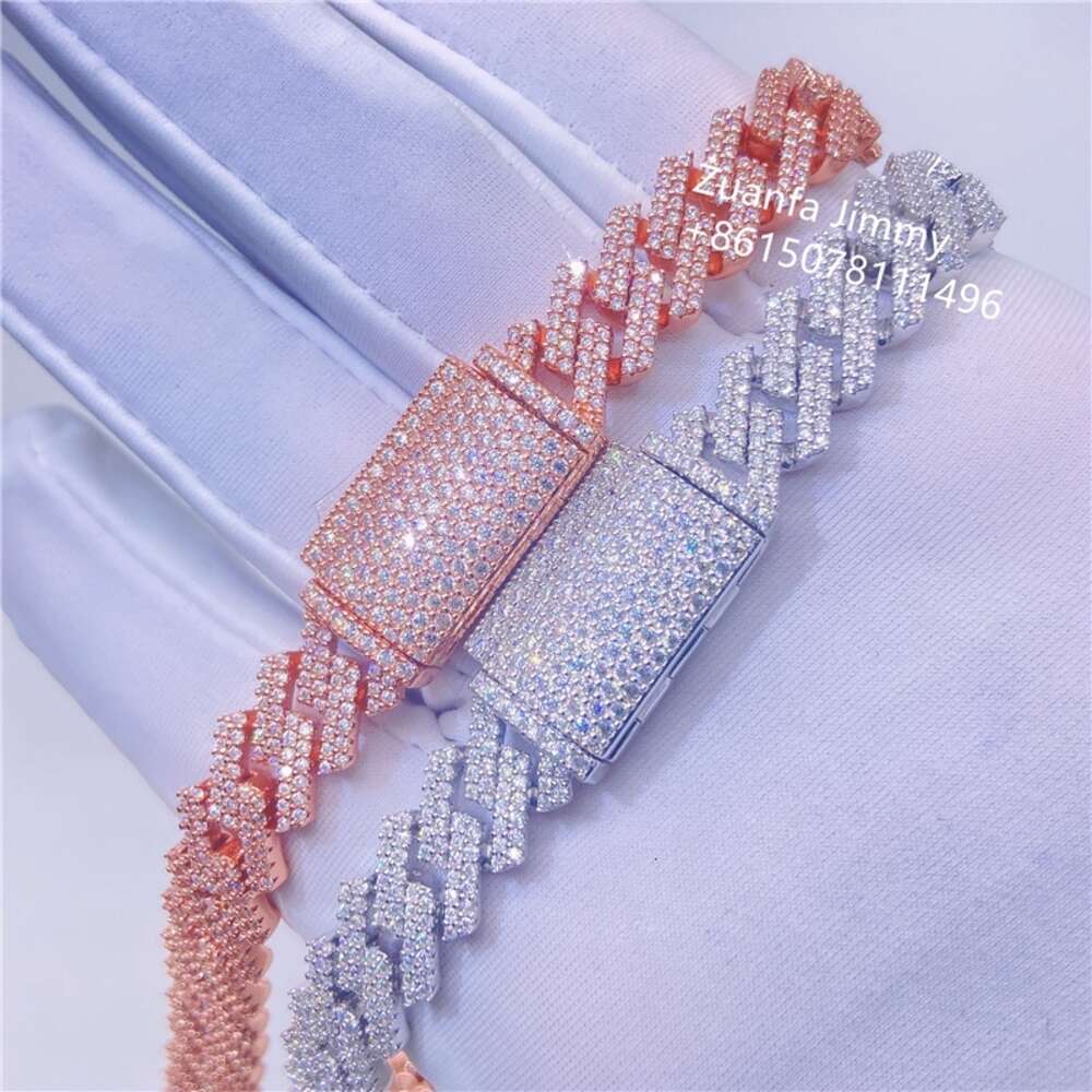 Custom Made 925 Solid Silver 10mm Width Fashion Necklace Jewelry S925 Pass Diamond Tester Moissanite Cuban Link Chain