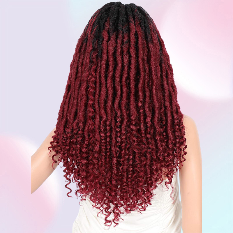 Beauart 4x4quot Swiss Lace Front Faux Locs Knotless Braided Wigs with Bohemian Curls Ends Synthetic Dreadlocks Braids Wigs5440384
