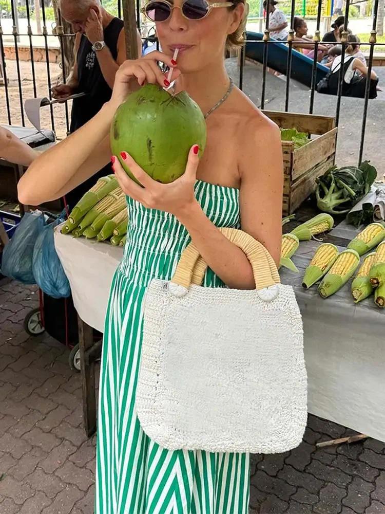 Casual Dresses Green Striped Print Strapless Maxi Dress For Women Sexy Slim Patchwork Sleeveless Robes 2024 Summer Lady Party Fashion