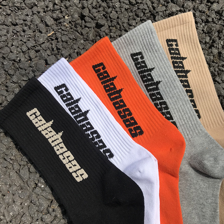 Men's Socks Skateboard Fashion Men's Letter Printed Socks Sports Socks Hip Hop Style Stockings