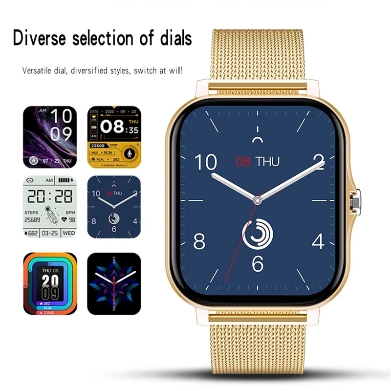New Smart Watch Men Women Sports Fitness Watches Metal Milan Strap Full Touch Screen Bluetooth Calls Digital Smartwatch Wristwatch For IOS Android