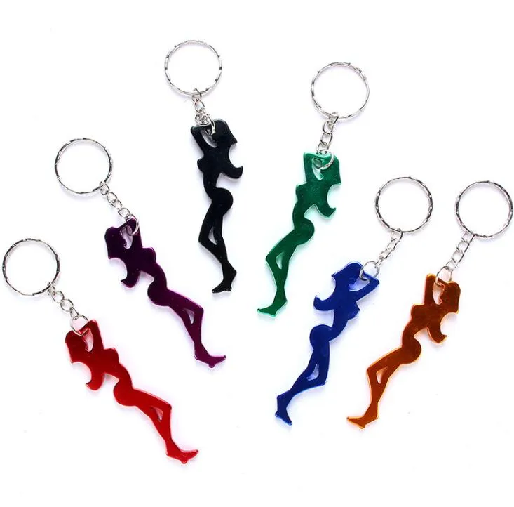 1200PCS Creative Multi Function Openers Sexy Girl Shaped 2 in 1 Aluminum Alloy Beer Bottle Opener Keychain Ornaments 012