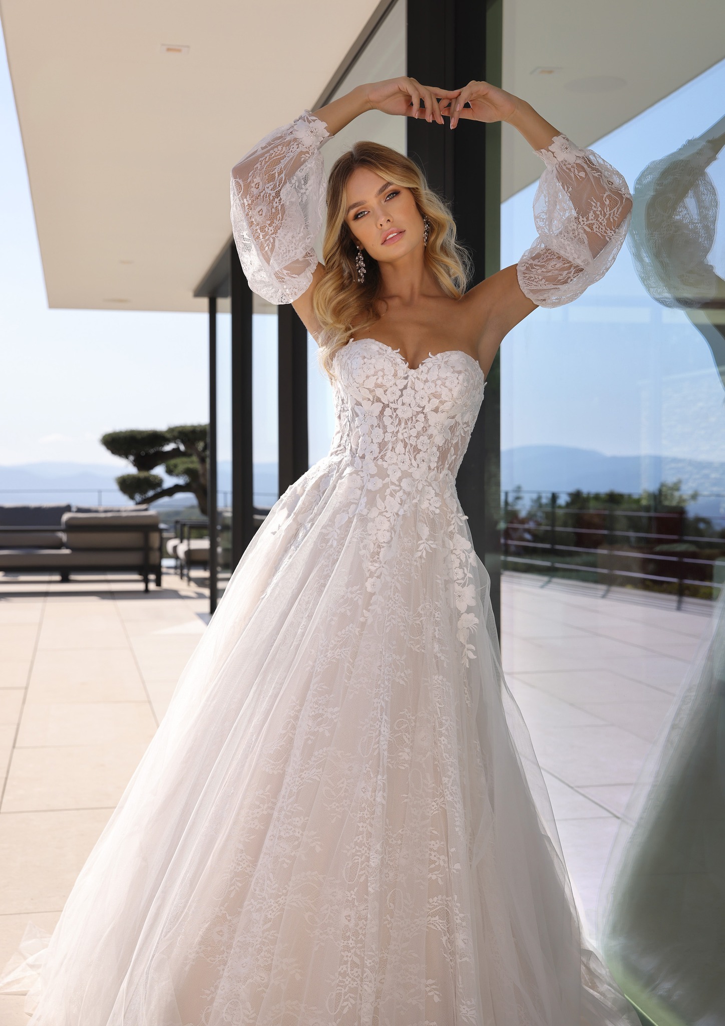 2024 Lace Wedding Dresses Sweetheart Appliqued Bridal Gowns Sweep Train A Line Beach Boho Vestidos De Noiva