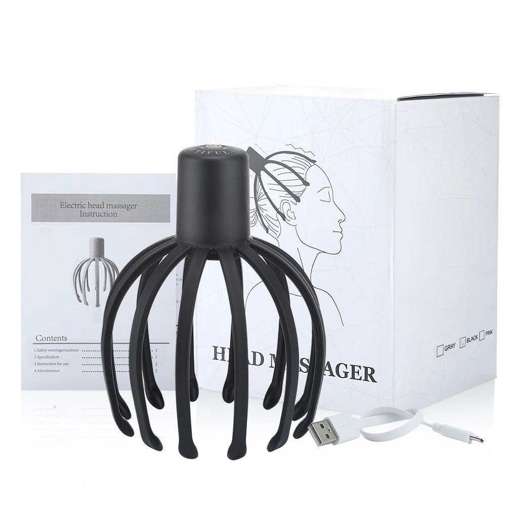 Electric Octopus Claw Scalp Massager Hands Free Therapeutic Head Scratcher Relief Hair Stimulation Rechargable Stress 240118