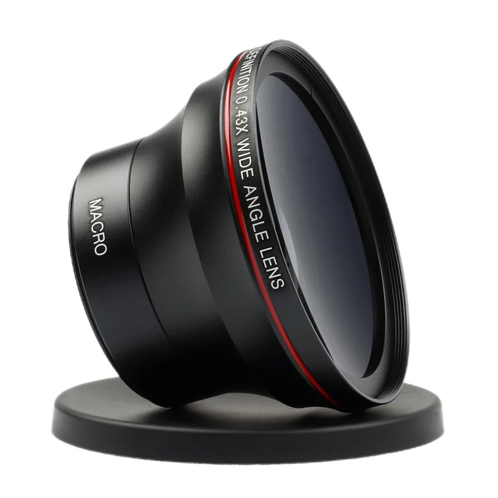 0.43x Professional HD Wide Angle Additional Camera Lens with Macro Portion 49mm 52mm 55mm 58mm For Canon Nikon D7100 D7000 D5600 D5300 D5200 Sony Pent
