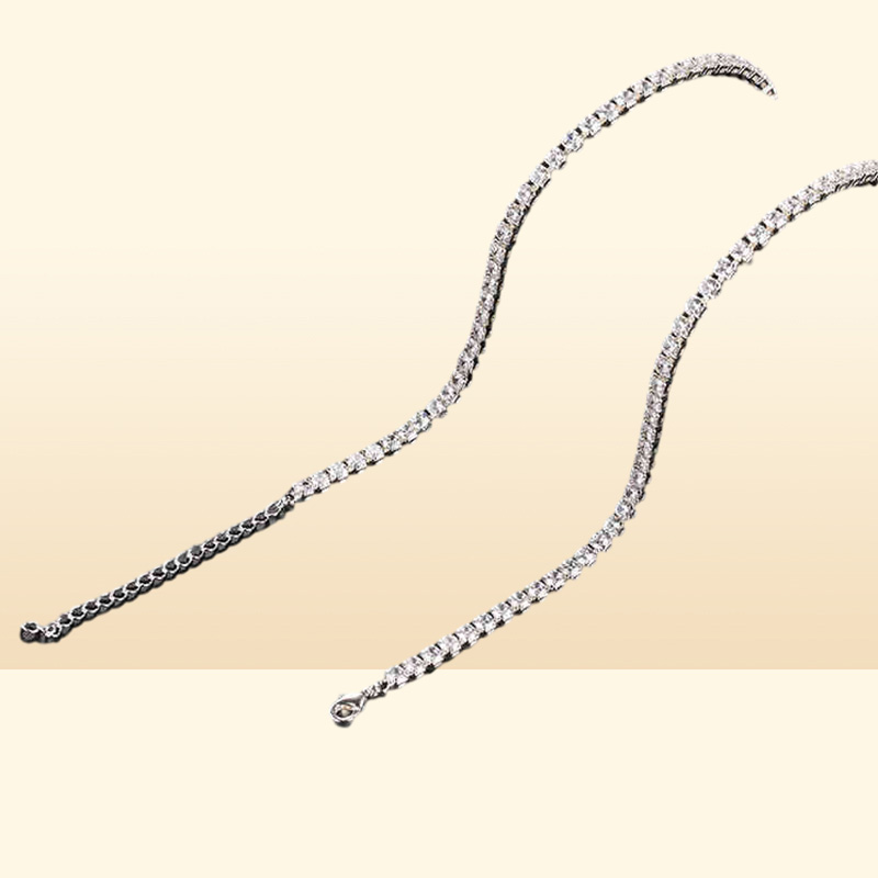 High Quality Cz Cubic Zirconia Choker Necklace Women 2Mm m 5Mm Sier 18K Gold Plated Thin Diamond Chain Tennis Necklace2101