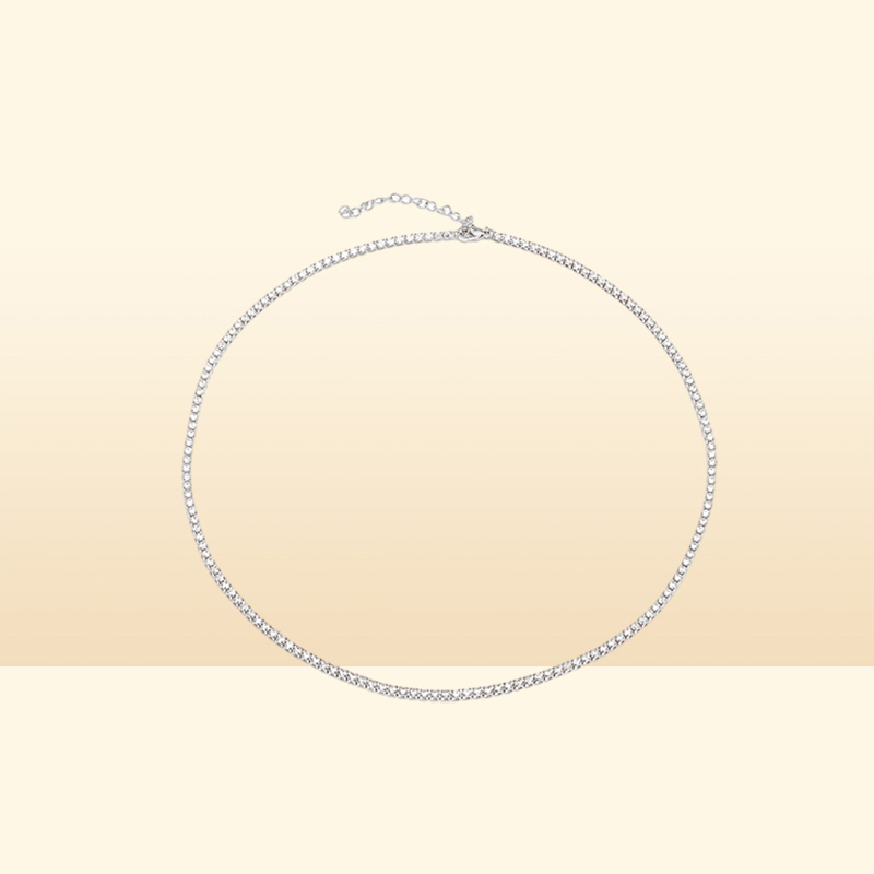 High Quality Cz Cubic Zirconia Choker Necklace Women 2Mm m 5Mm Sier 18K Gold Plated Thin Diamond Chain Tennis Necklace2101