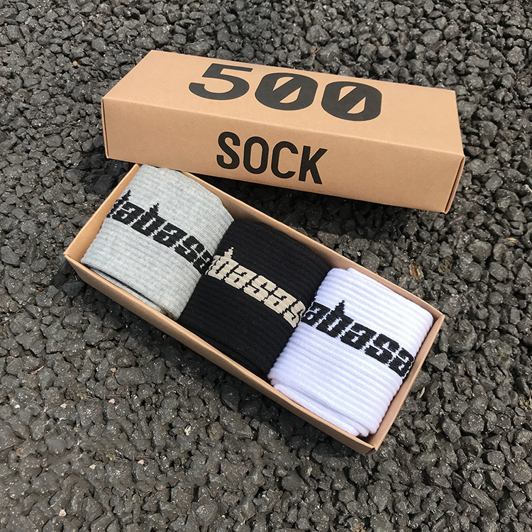 Men's Socks Skateboard Fashion Men's Letter Printed Socks Sports Socks Hip Hop Style Stockings