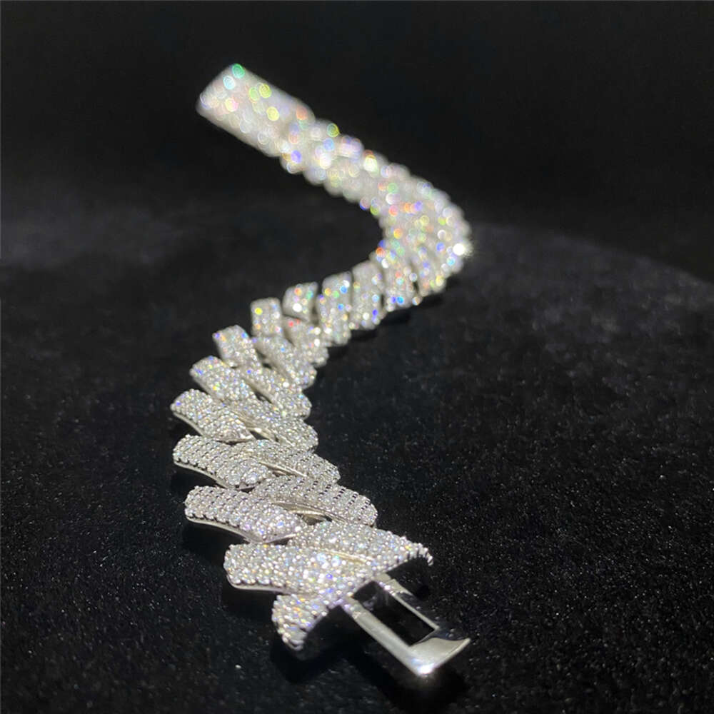 bracelet necklace mossanite Big Guy Heavy Miami Cuban Link Chain Fully Iced Out Moissanite Diamond Cuban Link Bracelet 18mm 3 Rows Thicken Hip Hop Bra