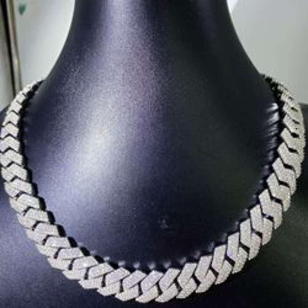 Hiphop Necklace 15mm Vvs Moissanite Diamond Chain Rose Gold Plated Sterling 925 Silver Cuban Necklace Jewelry