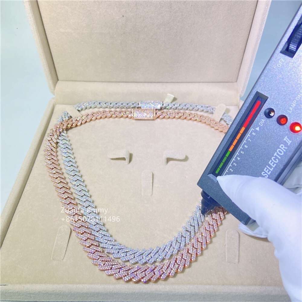 Custom Made 925 Solid Silver 10mm Width Fashion Necklace Jewelry S925 Pass Diamond Tester Moissanite Cuban Link Chain