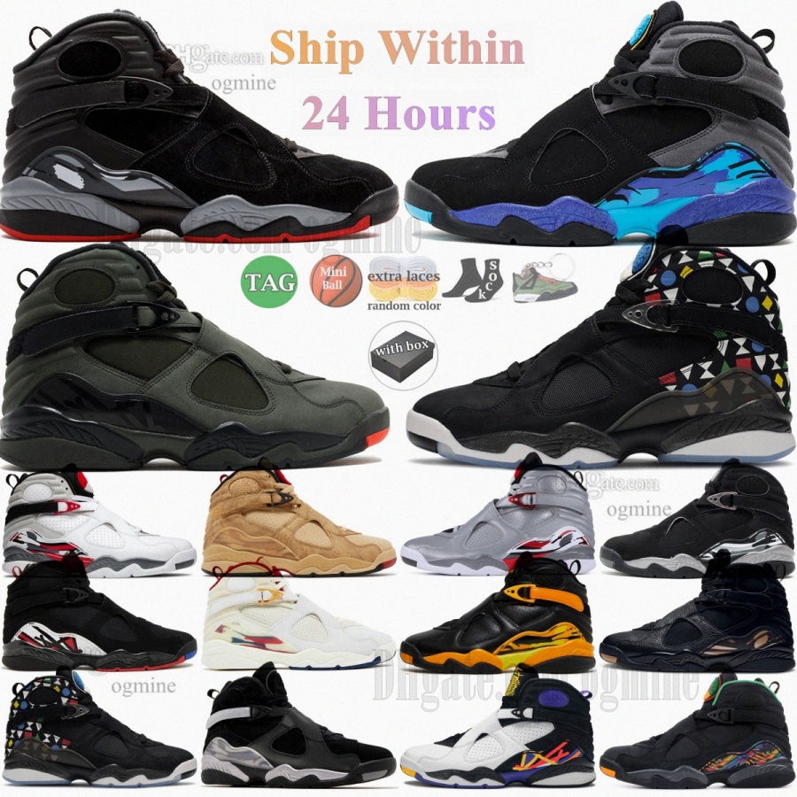 With Box VIII Playoff Mens Basketball Shoes Aqua Chrome South Beach Black Cool Grey Take Flight Trophy Black Samurai Raid Gunsmoke Men Sports Sneakers Trainer 36-47