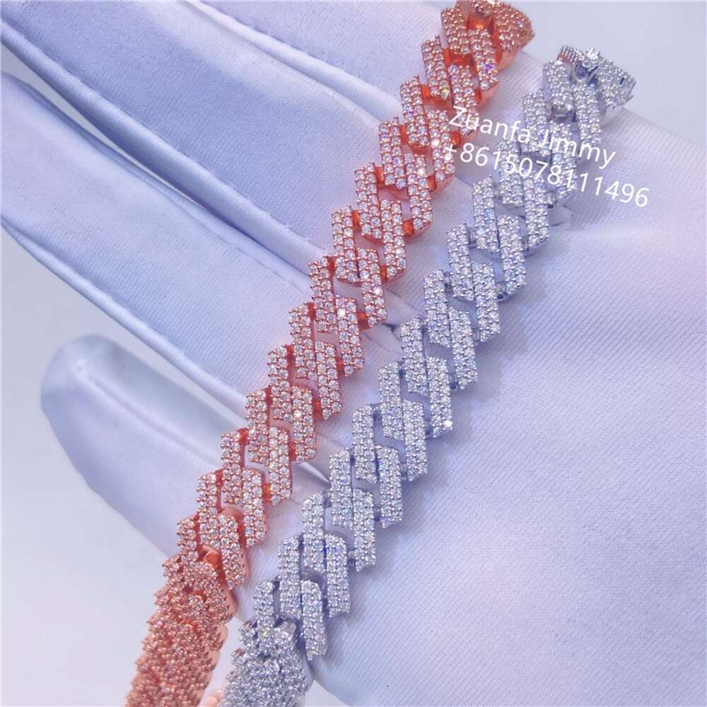 Custom Made 925 Solid Silver 10mm Width Fashion Necklace Jewelry S925 Pass Diamond Tester Moissanite Cuban Link Chain