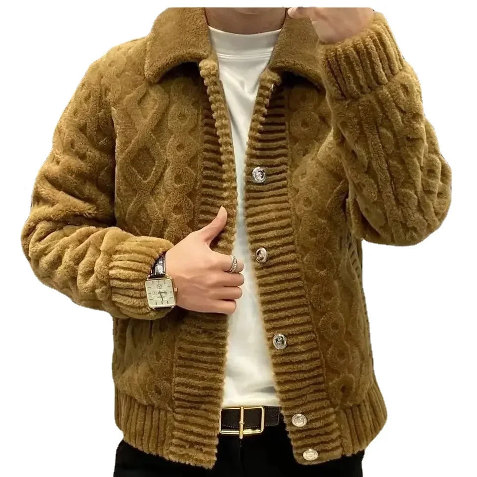 Cardigan Male Solid Color Knitted Sweater Autumn Winter Cotton Men Casual Knitwear Cardigans Mens Coat B132 240123