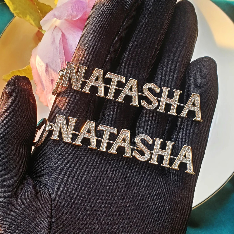 1 Pair Customized Name Earring Set Ins Zirconia Letters Ear Decoration Wedding Party Birthday Gift for Her Hip Hop Jewelry 240125