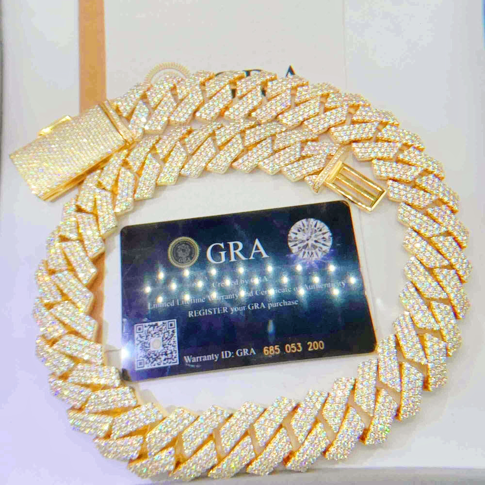 Necklace Moissanite designer chain silver gold rose gold iced out chain pass diamond tester pendant 925 Sterling Vvs cuban link chain
