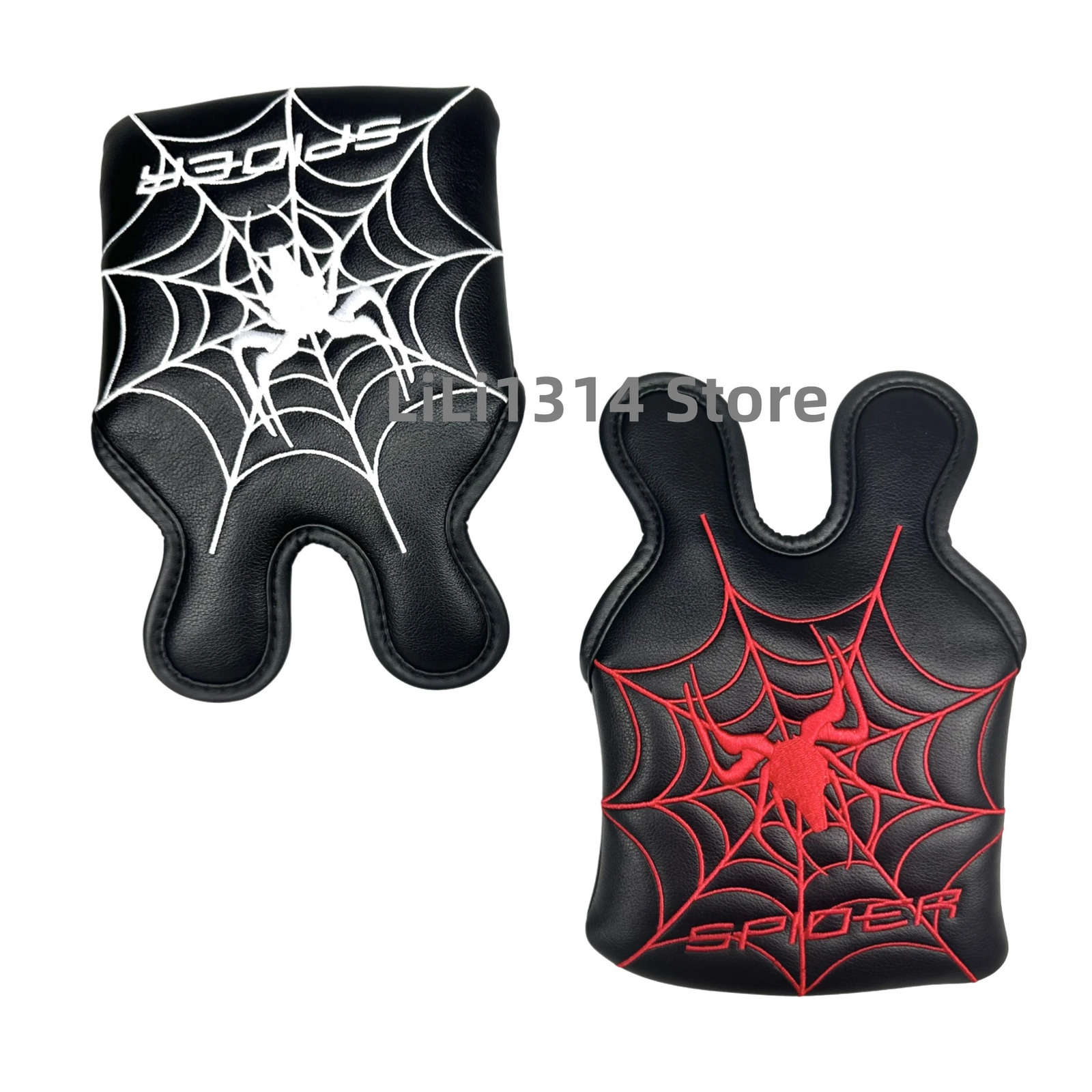 1pc Spider Embroidery Pattern Golf Putter Cover PU Leather Large Mallet Head Magnetic Closure cover 240122