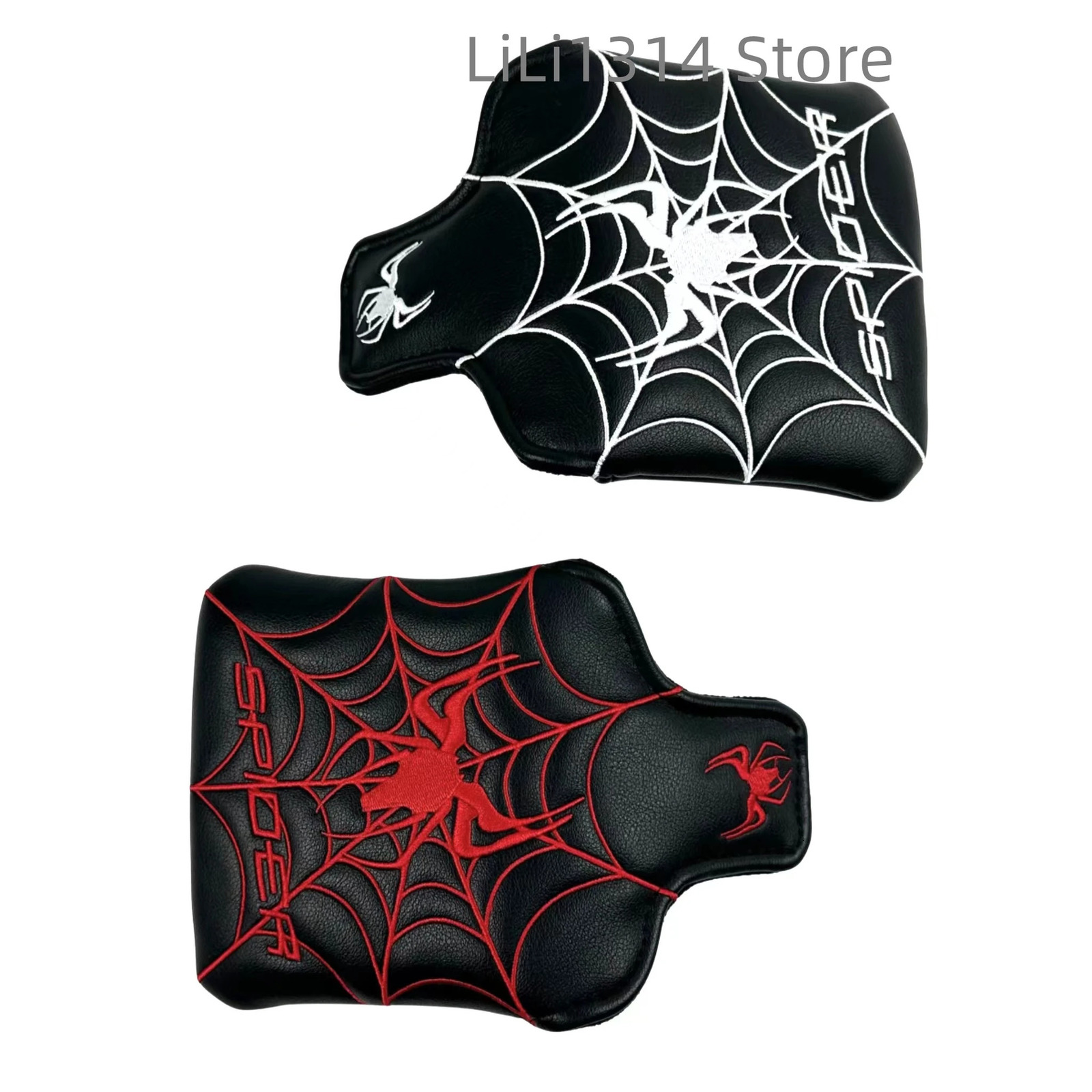1pc Spider Embroidery Pattern Golf Putter Cover PU Leather Large Mallet Head Magnetic Closure cover 240122