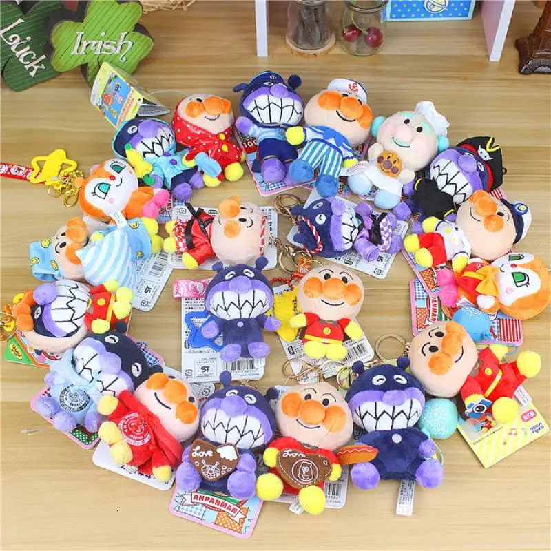 Kawaii Anpanman Baikinman Plush Toys Doll Cartoon Keychain Backpack Pendant for Friends' Birthday and Christmas Gifts Peripheral 240122