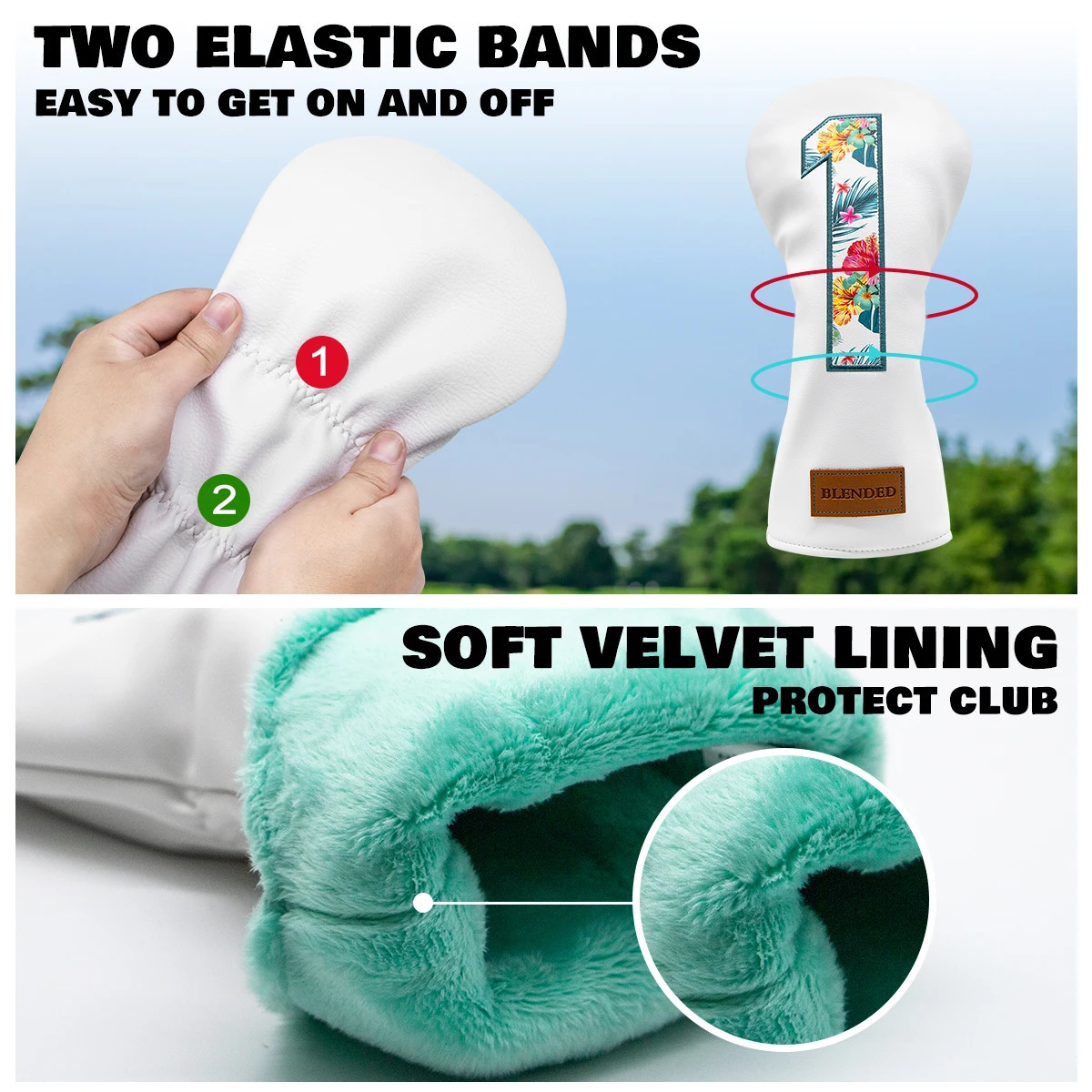 Golf Headcovers Summer Fashion Head Cover High Qaulity Driver Wood Set White Premium Leather Fairway Hybrid Wo 240122