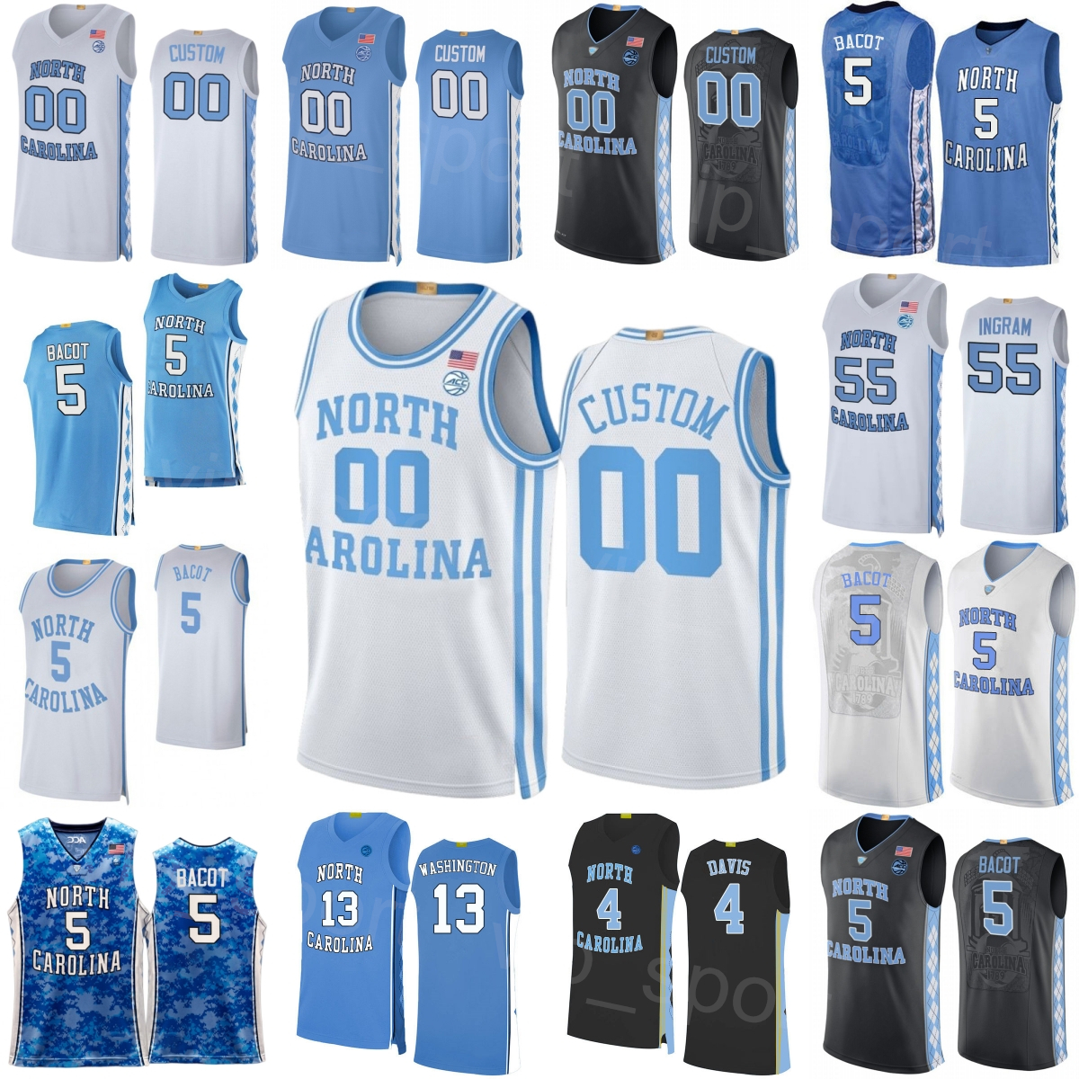 North Carolina Tar Heels Basketball College 3 Cormac Ryan Jersey University 13 Jalen 2 Elliott Cadeau 24 JaeLyn Withers 5 Armando Bacot 4 RJ Davis 55 Harrison Ingram