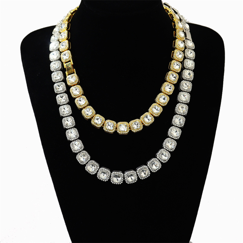 Cuban k Iced Out Men Necklace Sier/gold Tennis Chain Designer Dia Set Hiphop Rapper Necklaces
