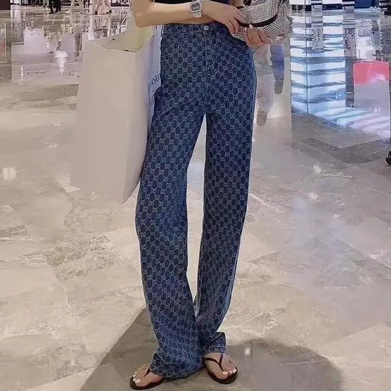 Vintage pants Woman embroidered Jeans High Waist Wide Leg Denim womens spring summer loose high street waist 240118