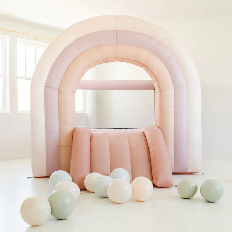 free shipment,outdoor activities mini kids Bounce House, 8x6ft toddlers Inflatable Rainbow Bounce House Jump Castle for party
