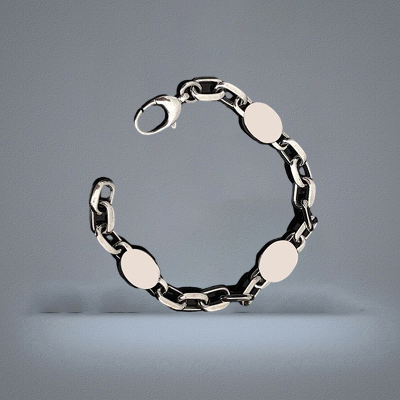 Retro Cuff Bracelet Couple 925 Interlocking letters Distressed Chain Men Women Jewelry236K