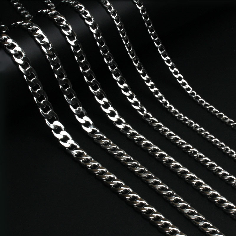 316L Stainless Steel Cuban Chain Necklace for Men Women Chunky Miami Curb Mens Link Chain Necklace Silver Thick Chain Necklace Punk Jewelry 3MM 5MM 7M