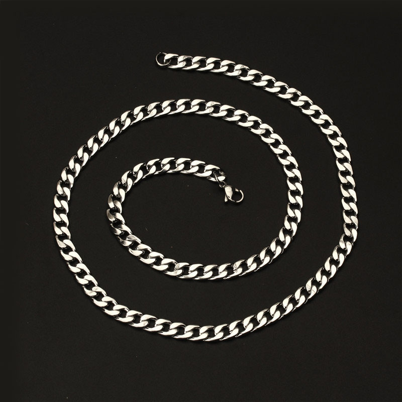 316L Stainless Steel Cuban Chain Necklace for Men Women Chunky Miami Curb Mens Link Chain Necklace Silver Thick Chain Necklace Punk Jewelry 3MM 5MM 7M