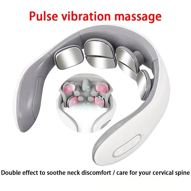 Neck Massage Intelligent Charging Heating Pressing Magnetic Pulse Fashion Multi User Usage Portable Pulse Neck Massager 240118