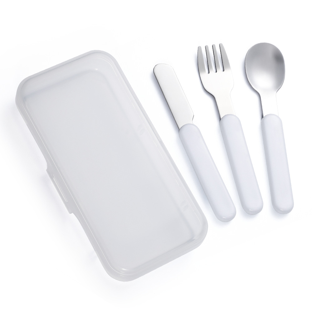 Sublimation Children Cutlery Set White Blank DIY Fork Knife Spoon Stainless Steel Cutlery Portable Kids Tableware Customized LOGO