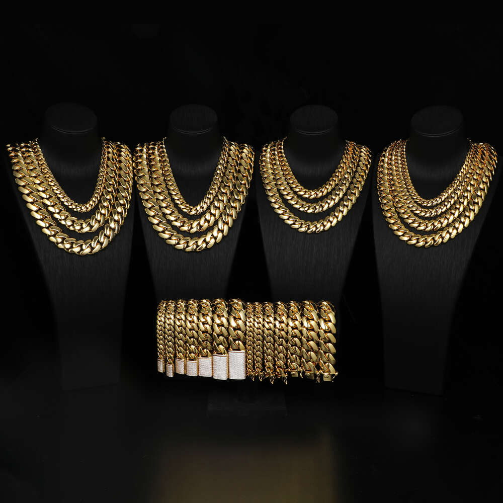 Cadena Cubana Wholesale Hip Hop Jewelry Miami Cuban k Chain Necklace Gold Plated Heavy Solid for Men 14k Real
