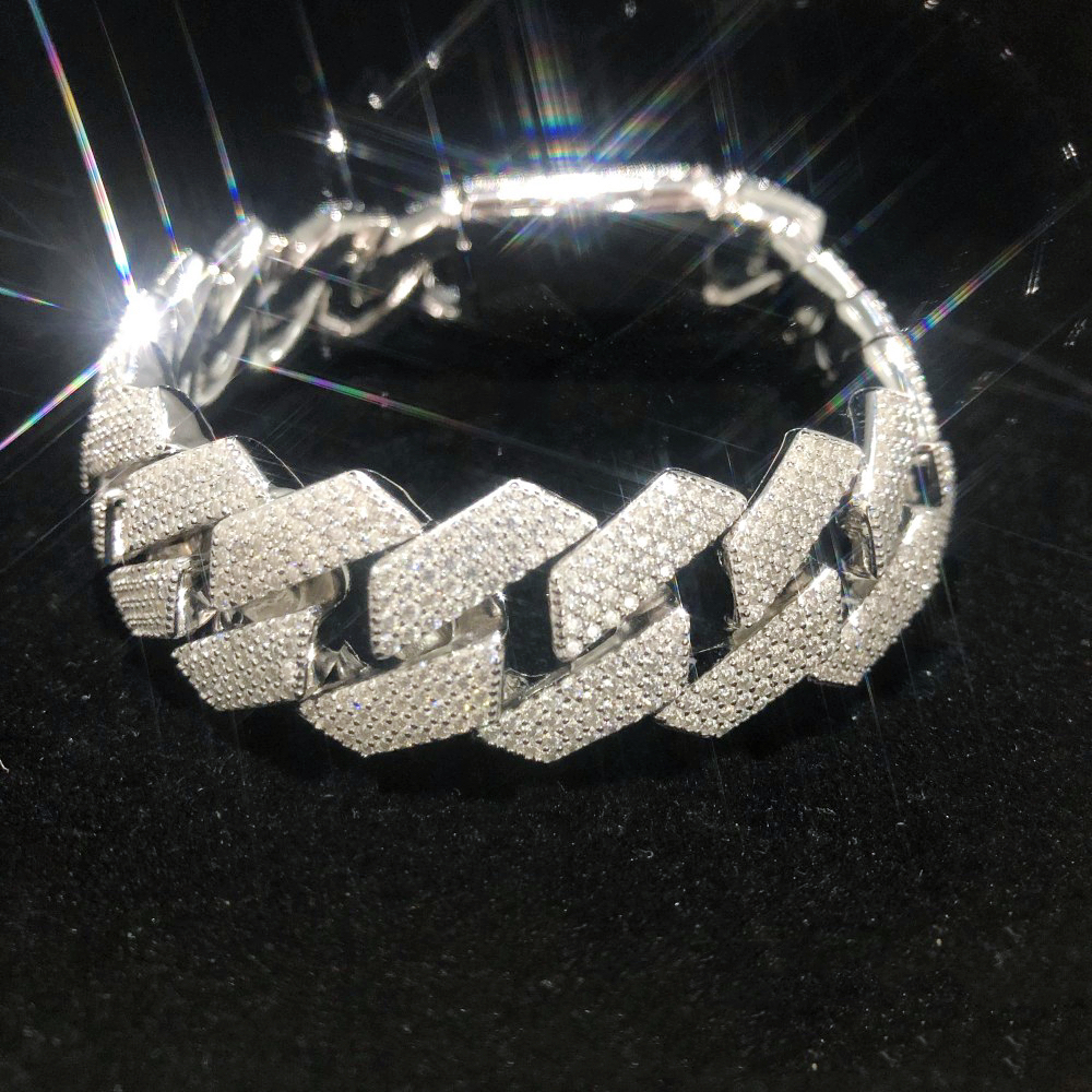 necklace moissanite chain iced out chain pass diamond tester pendant Sterling Vvs moissanite pendant cuban link chain