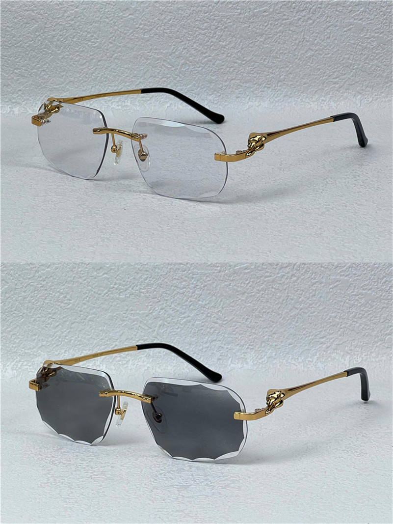 Photochromic Sun Glassses lens colors changed in sunshine from crystal clear to dark diamond design rimless metal frame outdoor 02819 with box and association