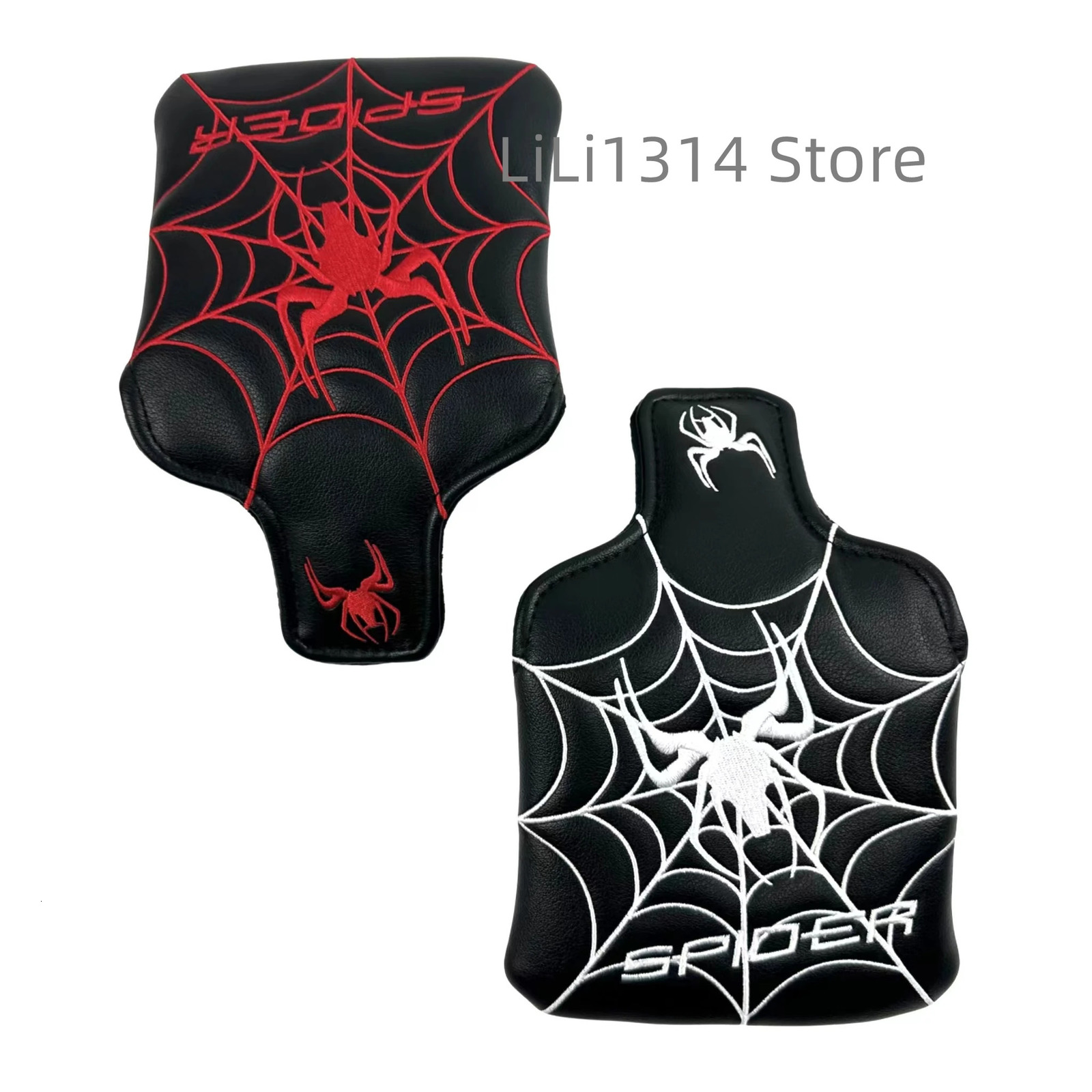 1pc Spider Embroidery Pattern Golf Putter Cover PU Leather Large Mallet Head Magnetic Closure cover 240122