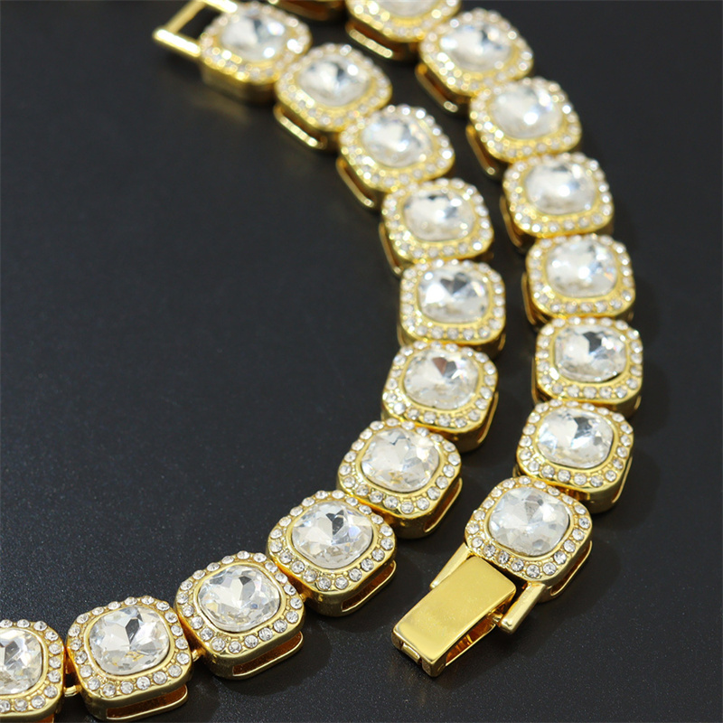 Cuban k Iced Out Men Necklace Sier/gold Tennis Chain Designer Dia Set Hiphop Rapper Necklaces