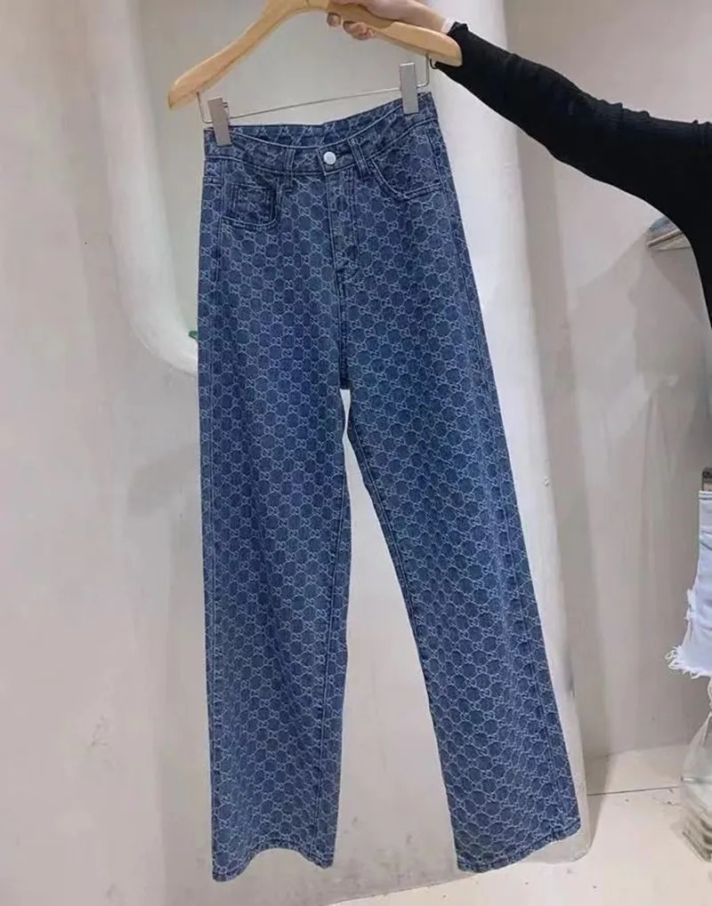 Vintage pants Woman embroidered Jeans High Waist Wide Leg Denim womens spring summer loose high street waist 240118