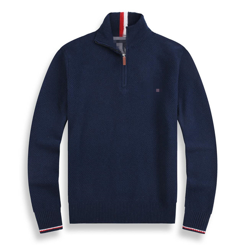 Men's Senior Designer Brand Sweater Thick Embroidered Half Zipper High Neck Warm Pullover Slim Fit Knitted Sweater M-2xl