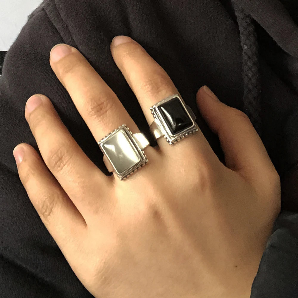 Solid 925 Sterling Silver Lucifer Rings with Black Onyx Natural Stone Handmade Statement Ring TV Show Jewelry 240125